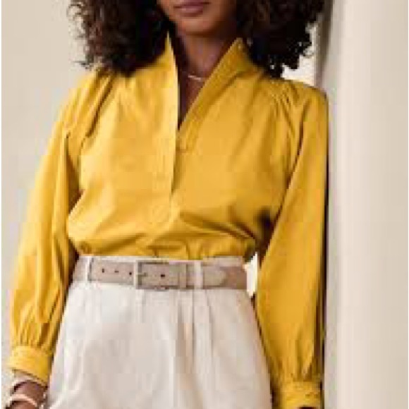 NWT Banana Republic Yellow Poplin Blouse XXS - Picture 1 of 6